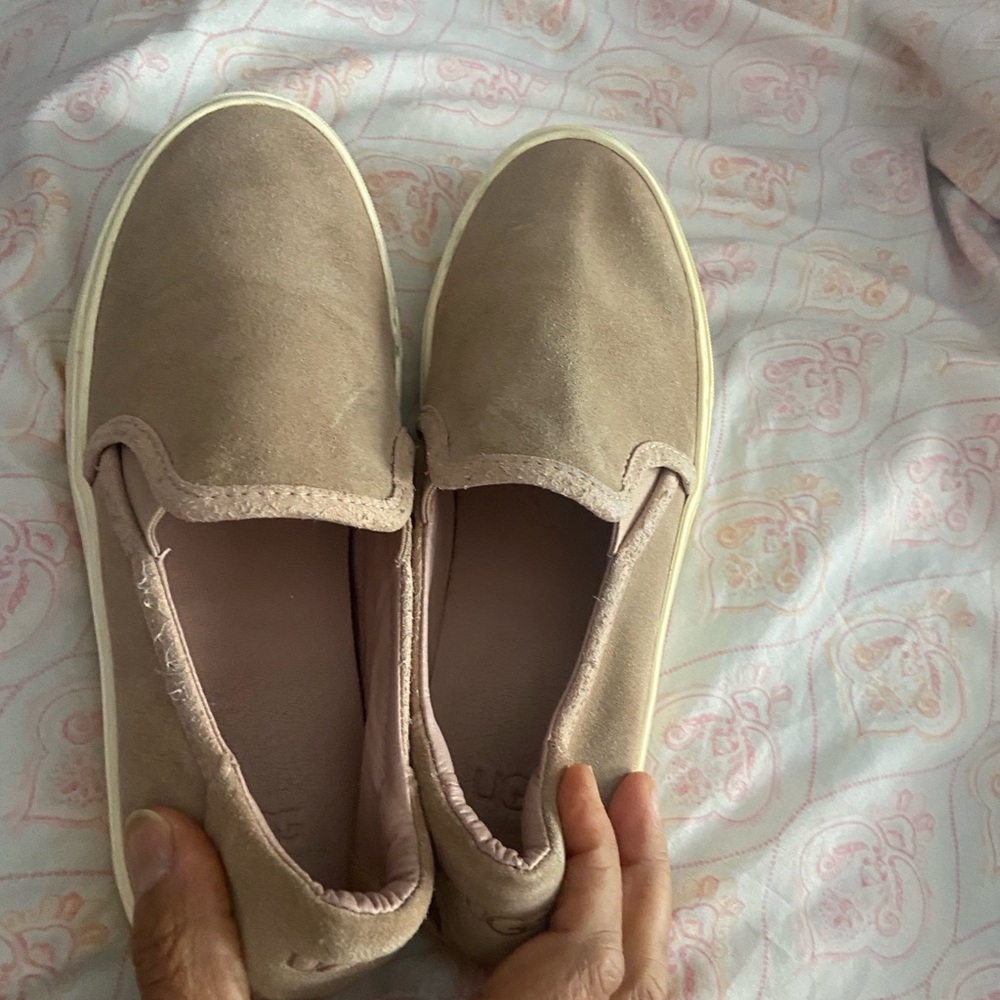 UGG Tan Sneakers with Slip-On Design and Rounded Toe